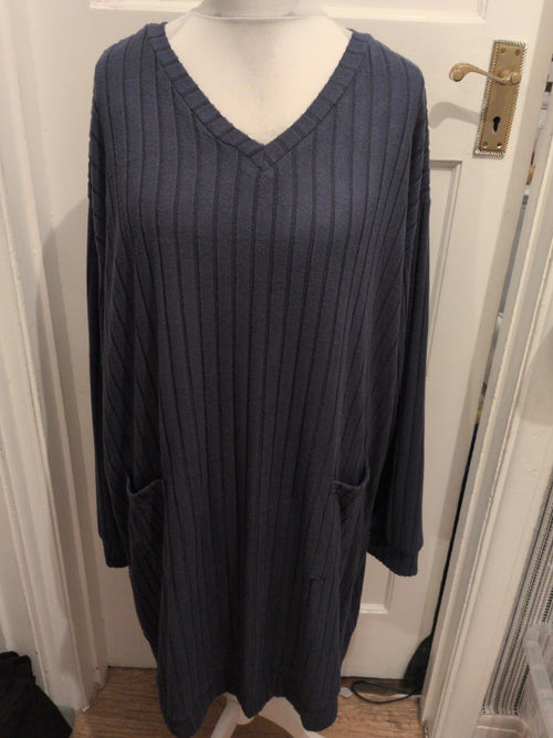5XL Navy Long Sleeve Blouse