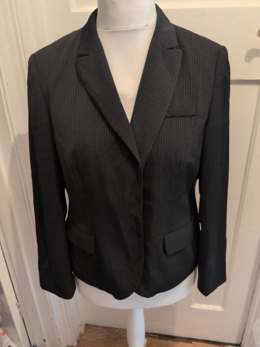 Ladies Next Size 16 Petite Black Pinstripe Blazer