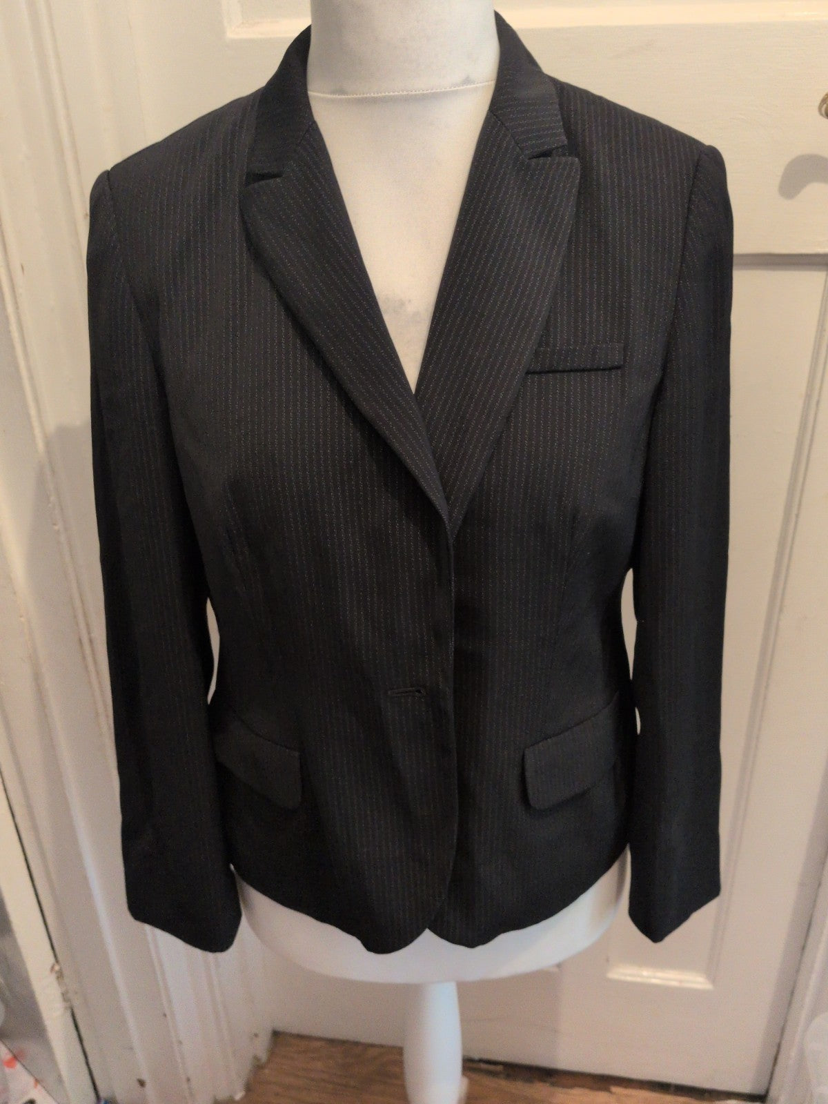 Ladies Next Size 16 Petite Black Pinstripe Blazer