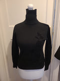 Ladies Marks And Spencer Size 12 Black Floral Rool Neck Jumper