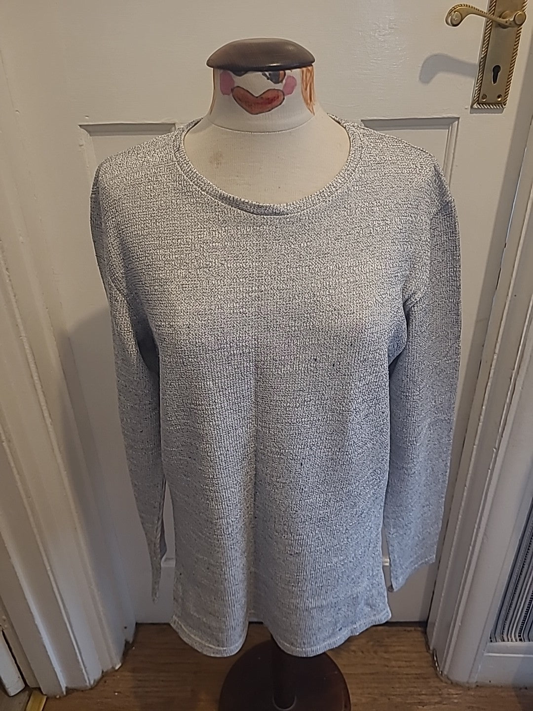 Mens Next Size Medium Slim Fit Grey Fleck Long Sleeved Pullover Jumper