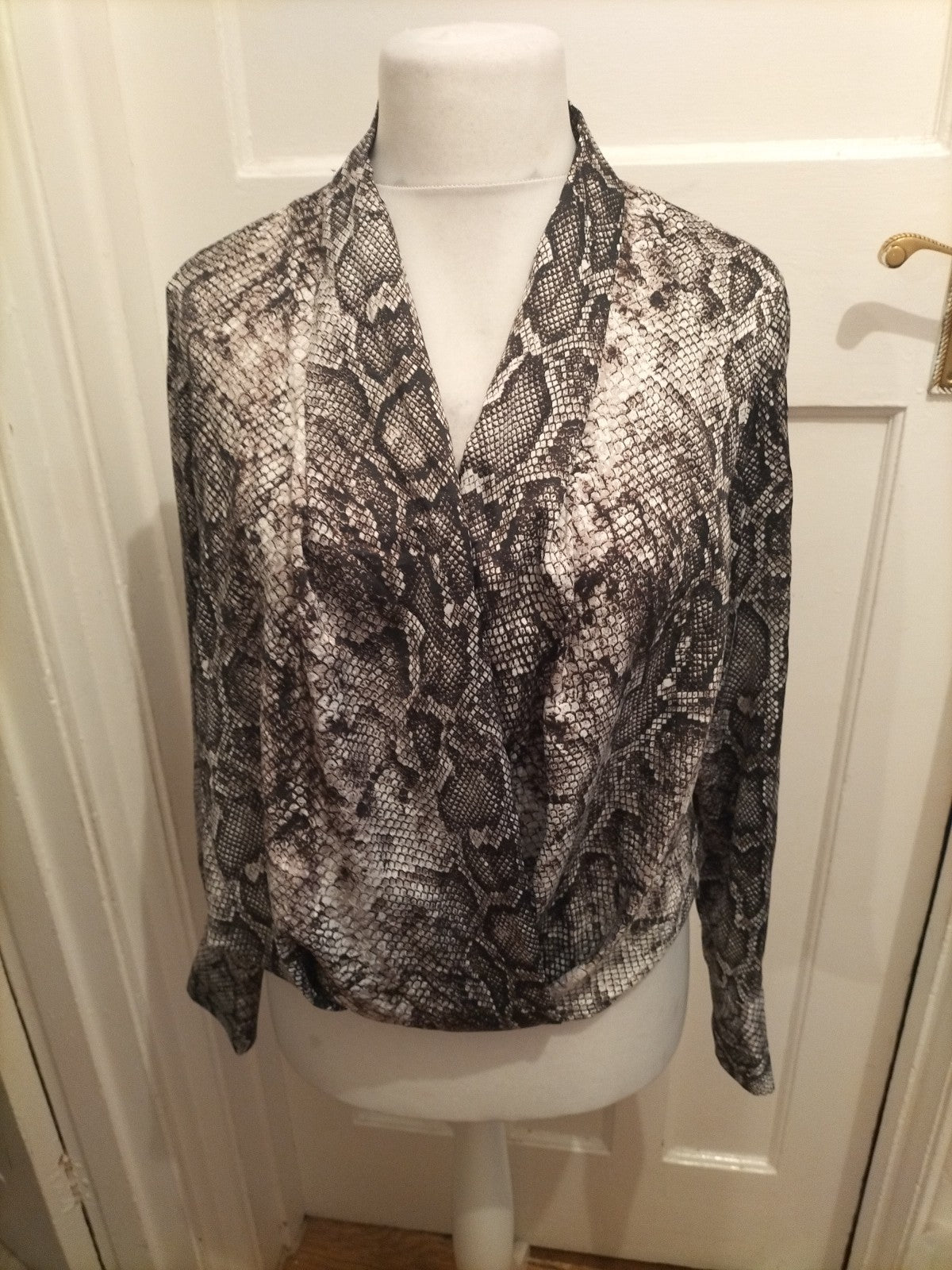 George 14 Crocodile Skin Print Long Sleeve Blouse