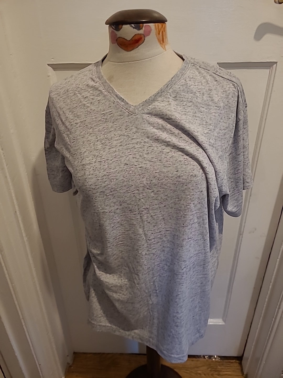 Mens Tu Size Large Grey Round Neck Short Sleeve Shirt