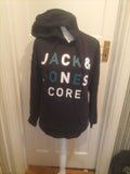 Mens Jack And Jones Size M Core Black Printed Pullover Hoodie