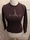 Linda Medium Brown Long Sleeve Paris Print T-shirt