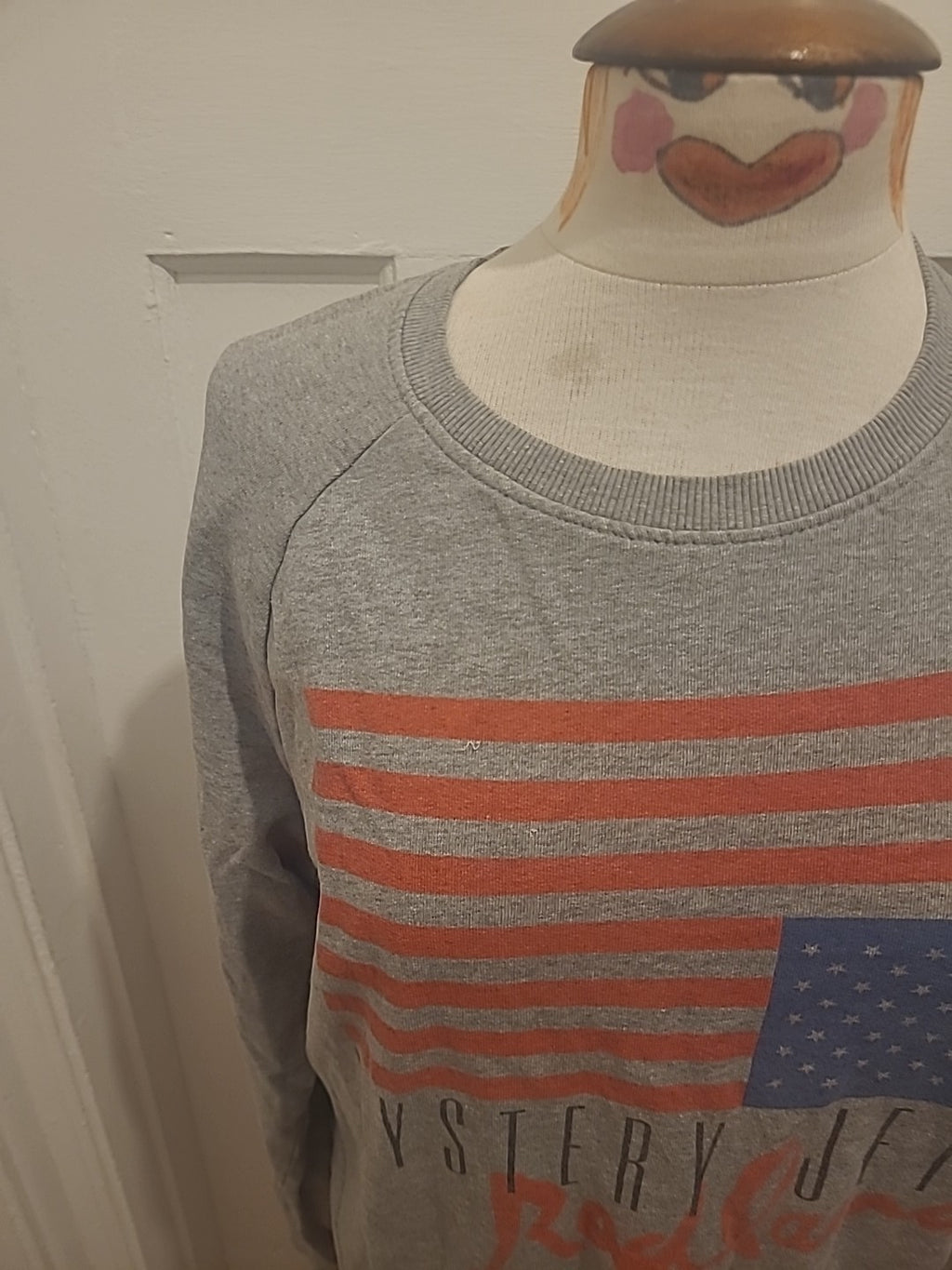 Mens Earth Positive Size Medium Grey Orange Long Sleeved Pullover Jumper