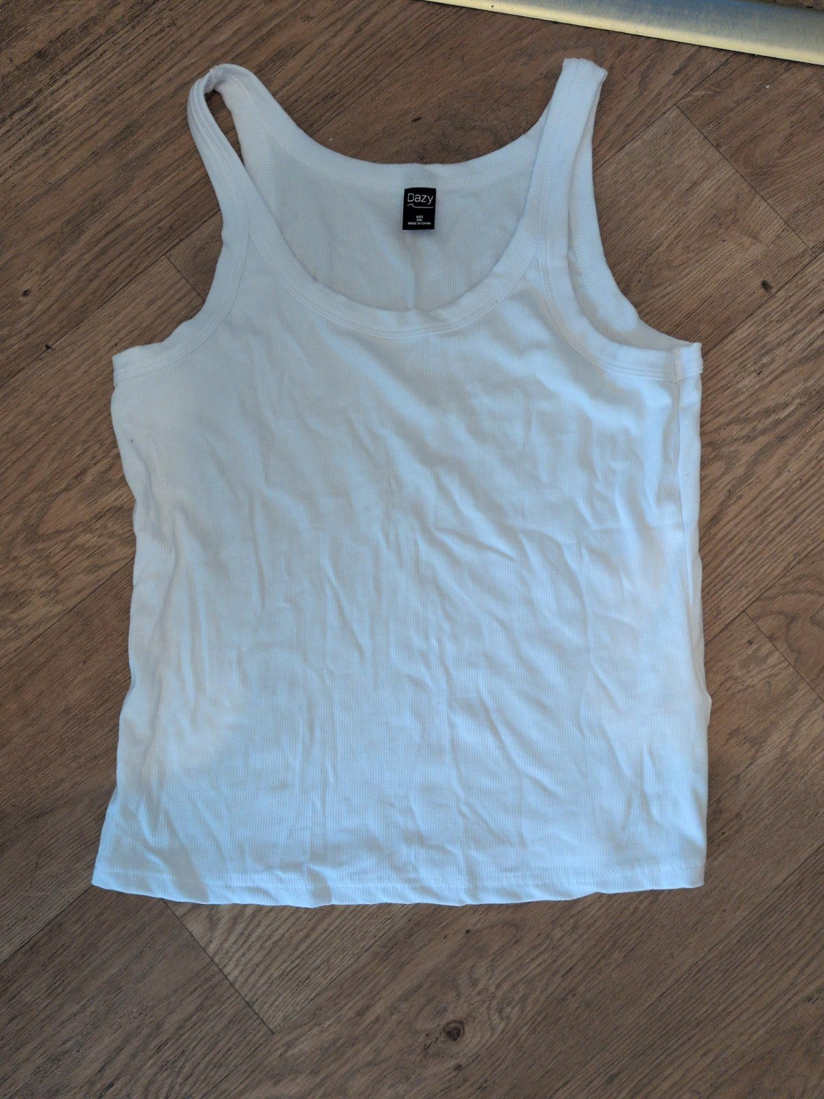 Dazy 2XL White Rib Sleeveless Vest Tank Top