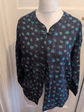 Medium Navy And Green Well Worn Long Sleeve Blouse