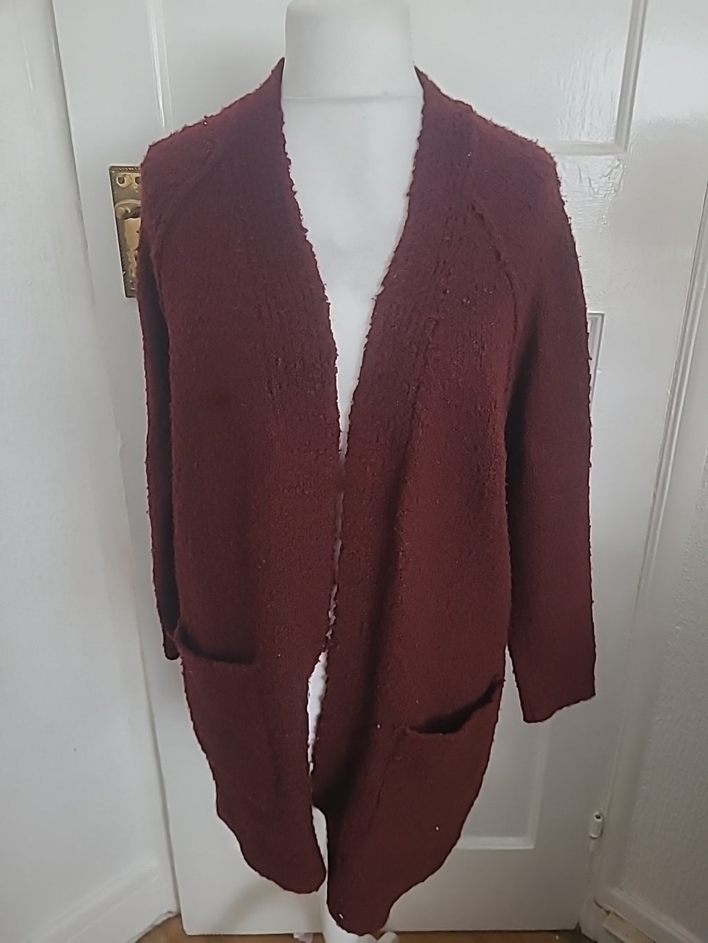 Ladies New Look Size Small Deep Purple Knit Cardigan