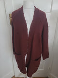 Ladies New Look Size Small Deep Purple Knit Cardigan