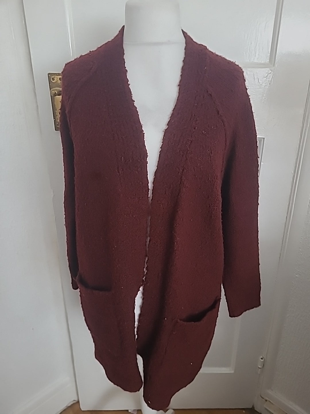 Ladies New Look Size Small Deep Purple Knit Cardigan