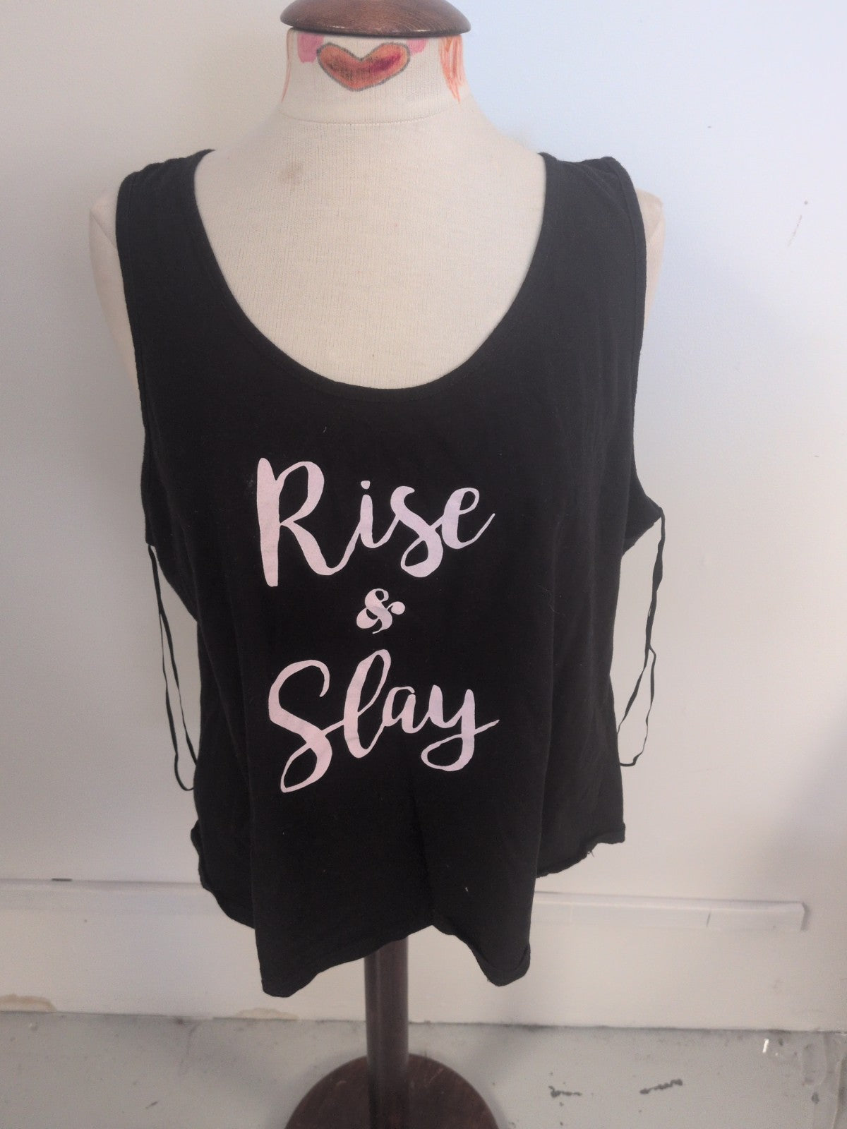 Ann Summer XL Black And Pink Print Sleeveless Pyjama Top