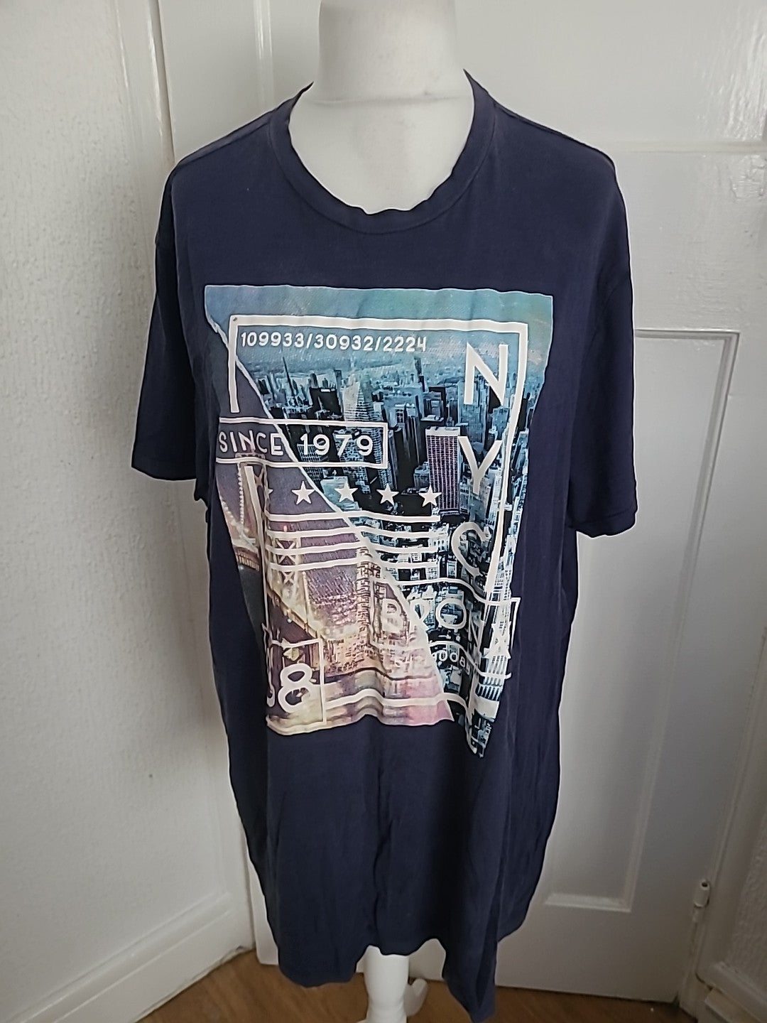 Mens Label J Size 2XL Navy Printed Short Sleeved Tshirt