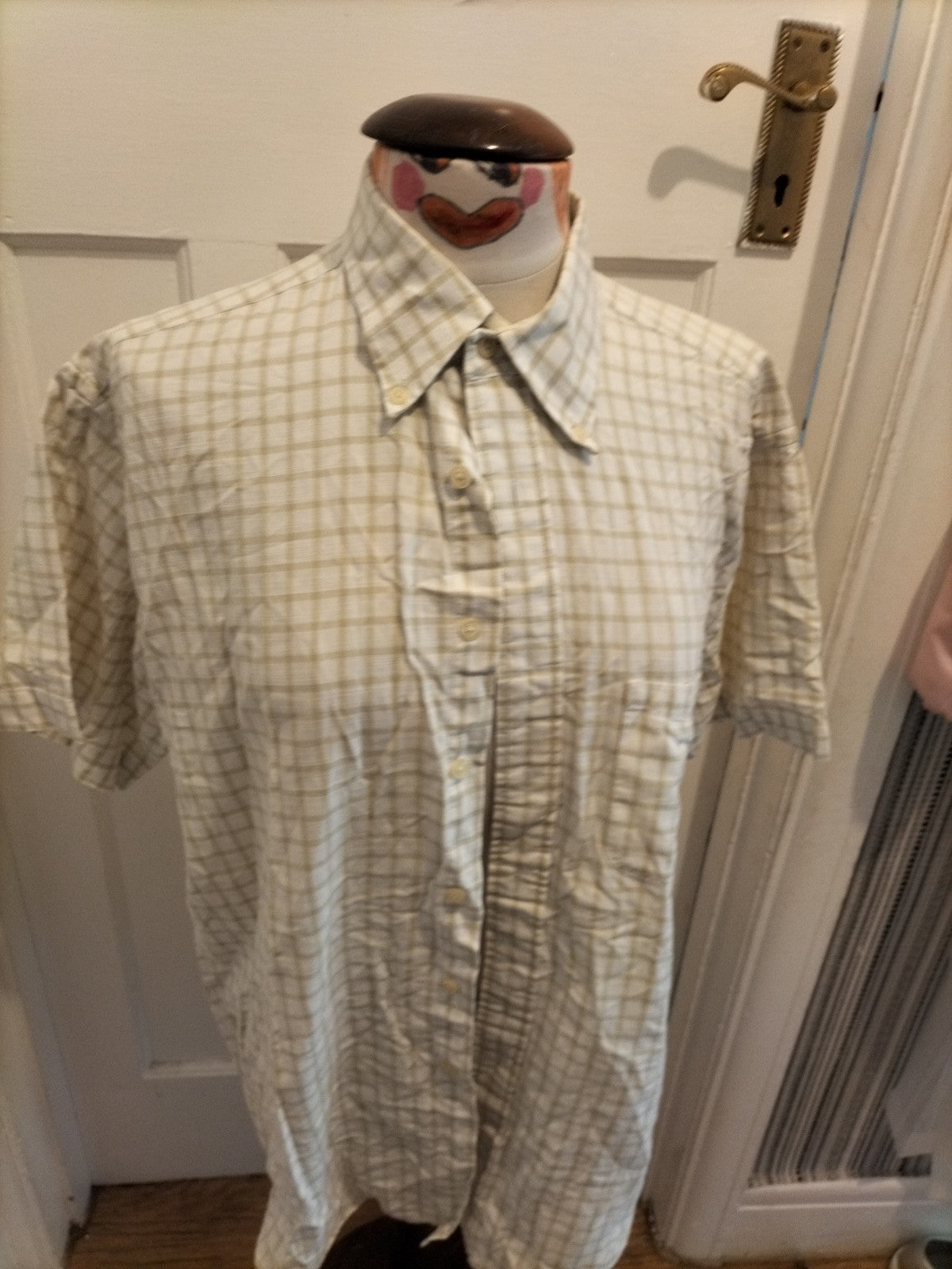 Mens Racing Green Size Large Pale Green White Short Sleeved Shirt