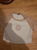Ladies Shein Size Medium Brown And Beige Sun Tshirt