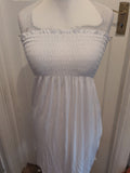 M/L White Bubble hem Sleeveless Strapless Dress Midi