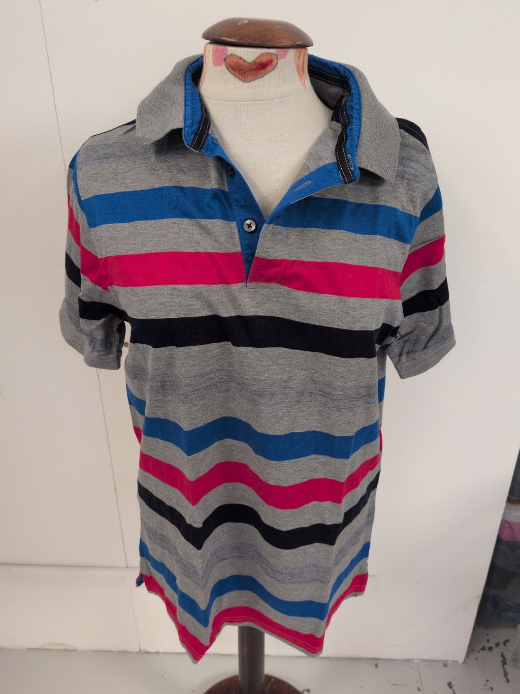 Blue Harbour Medium Grey Navy Red And Blue Short Sleeve Polo