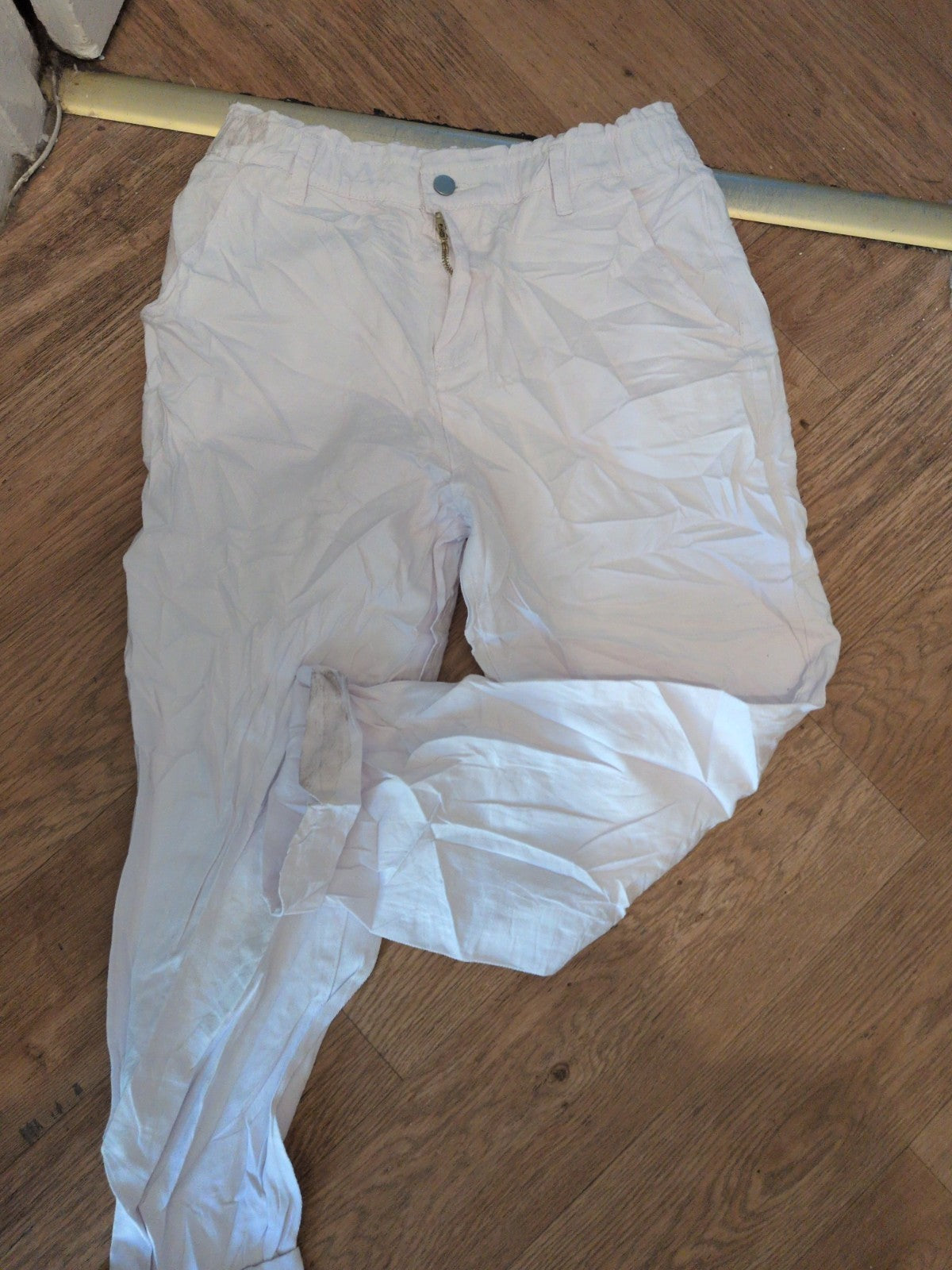 Shein Large White Denim Trousers Marked On Waistband