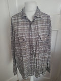 Mens Zara Size Large Browny Grey Check Long Sleeved Shirt