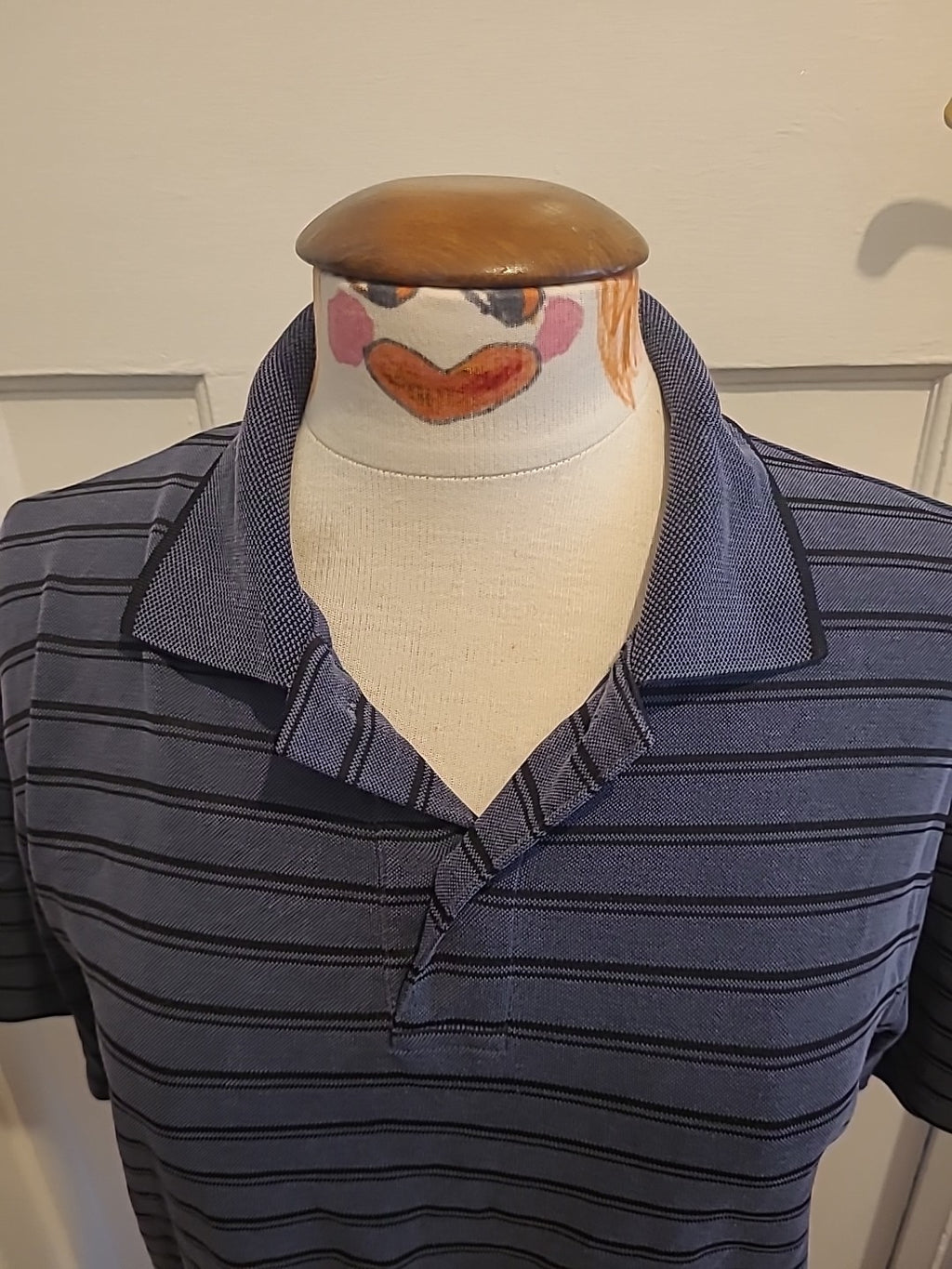 Mens Blue Harbour Golf Size Small Navy Striped Short Sleeved Polo
