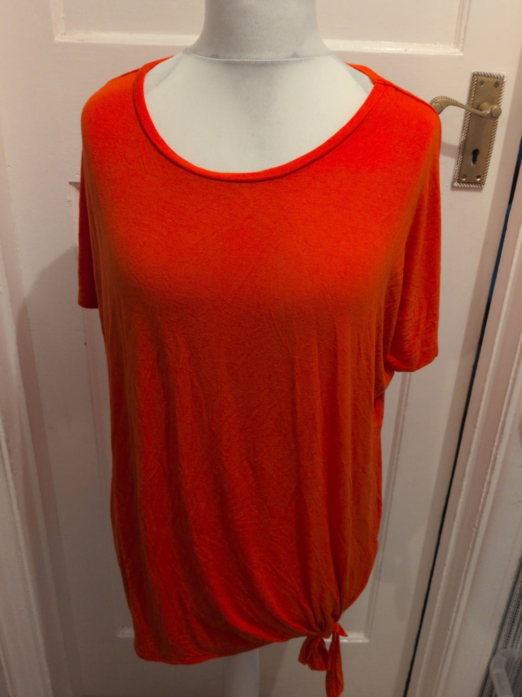 Select 16 Orange Short Sleeve Front Knot T-shirt