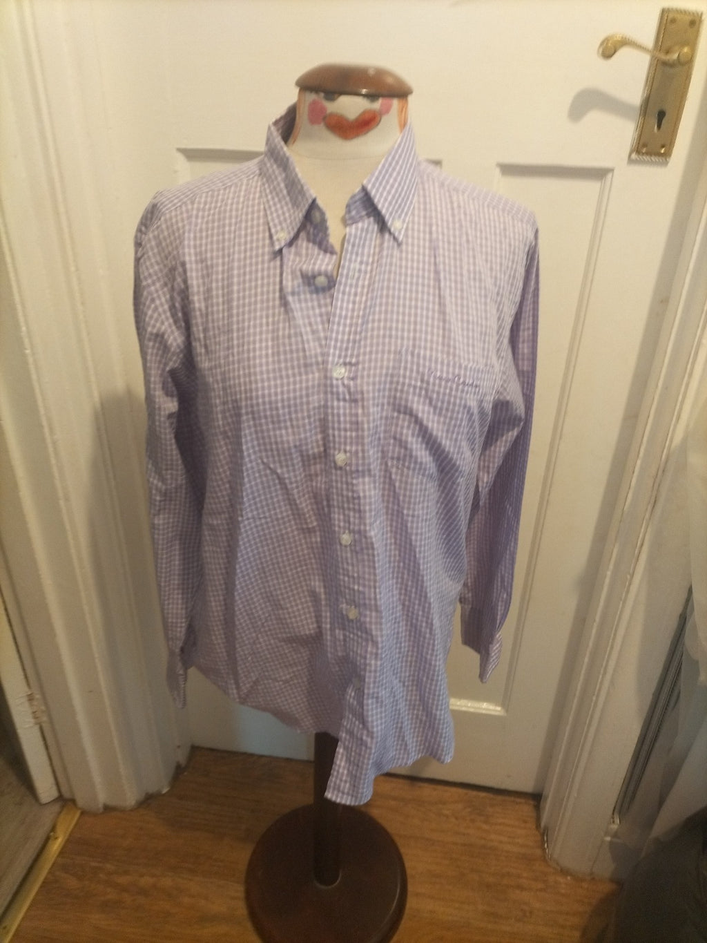 Mens Pierre Cardin Size Medium Regular Fit Purple Check Shirt
