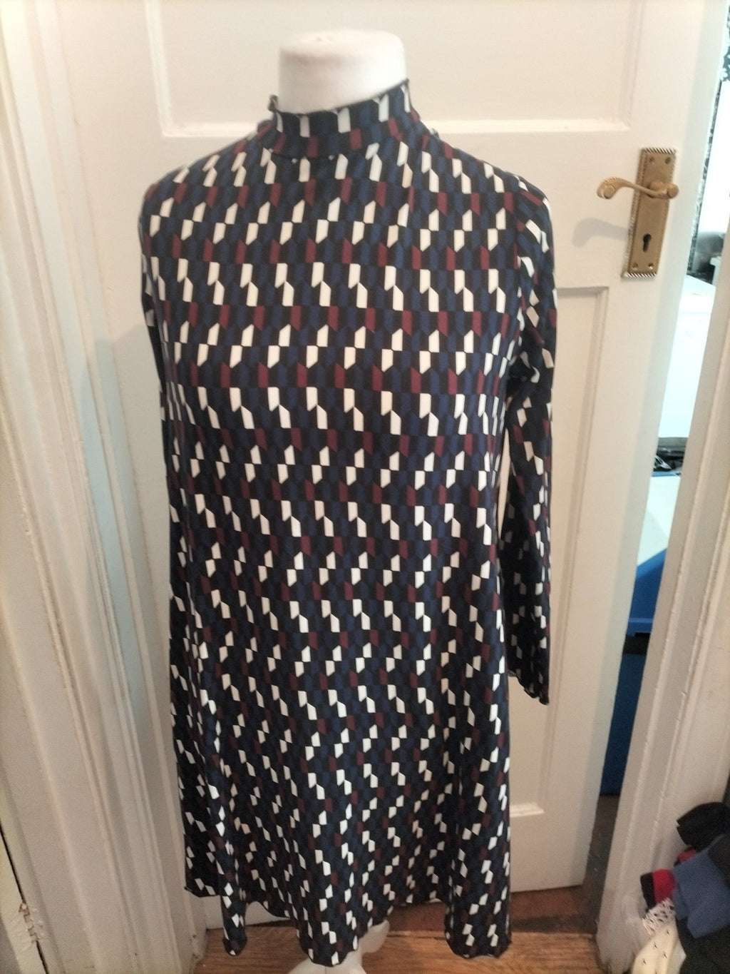 Primark 16 Blue/White/Purple Long Sleeved Dress