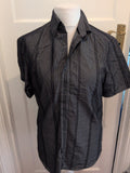 Marks And Spencer Autograph Small Gilver Gry And Black Short Sleeve Shirt