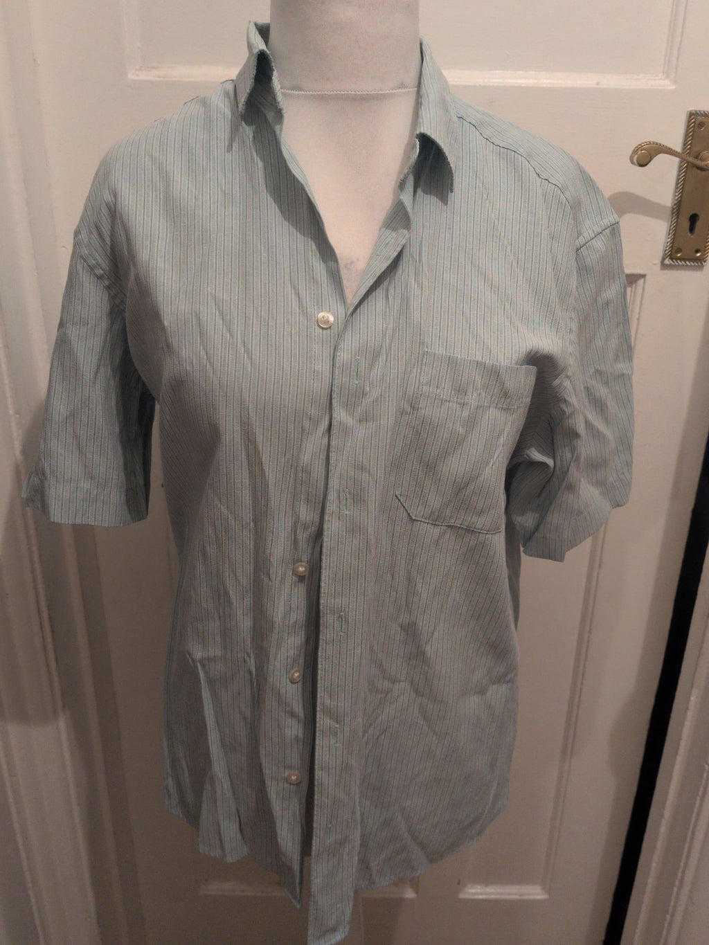 M&S Collection Medium Green Stripy Short Sleeve Shirt