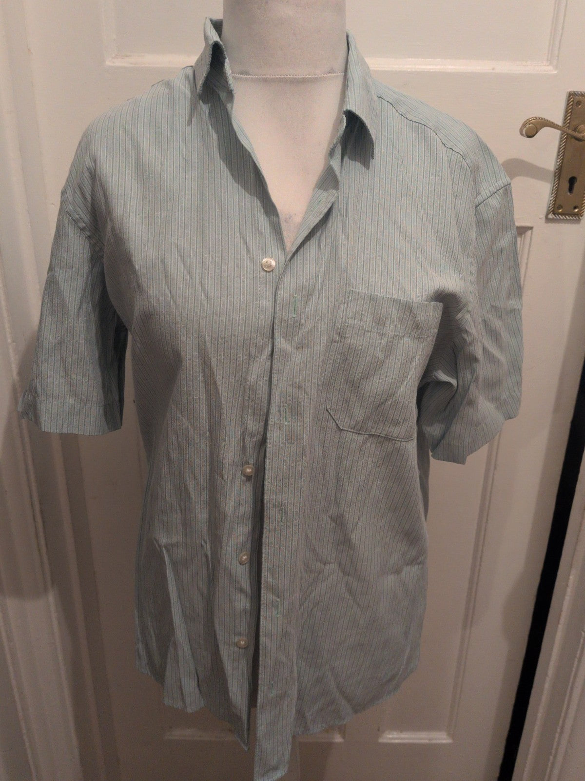 M&S Collection Medium Green Stripy Short Sleeve Shirt