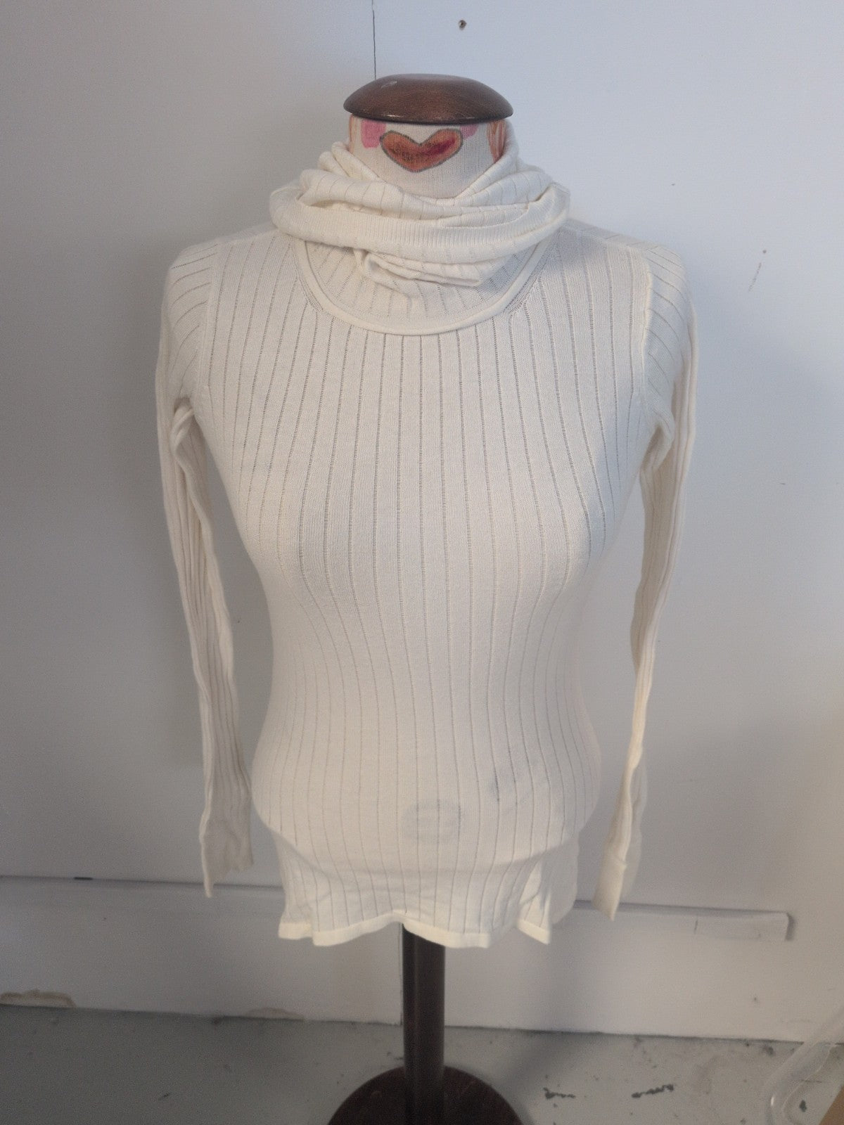 River Island 10 Ivory High Neck Long Sleeve T-shirt