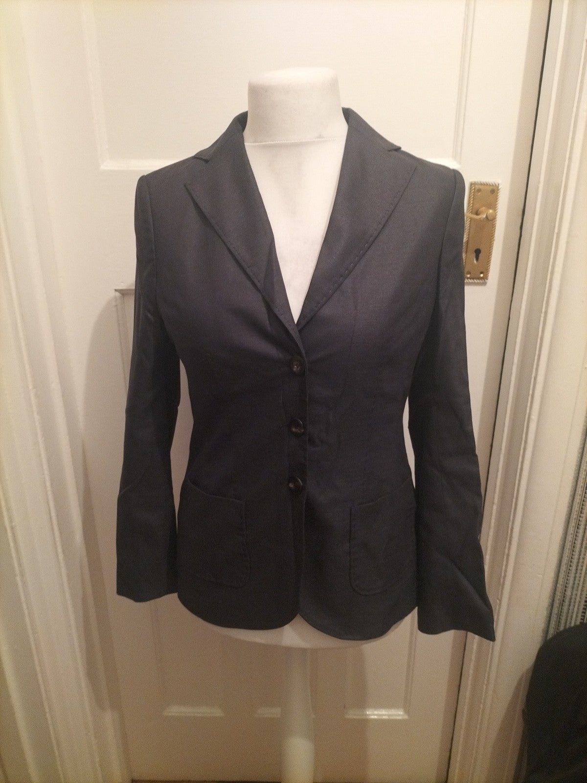 Ladies Elegance Paris Size 10 Grey Lined Padded Blazer