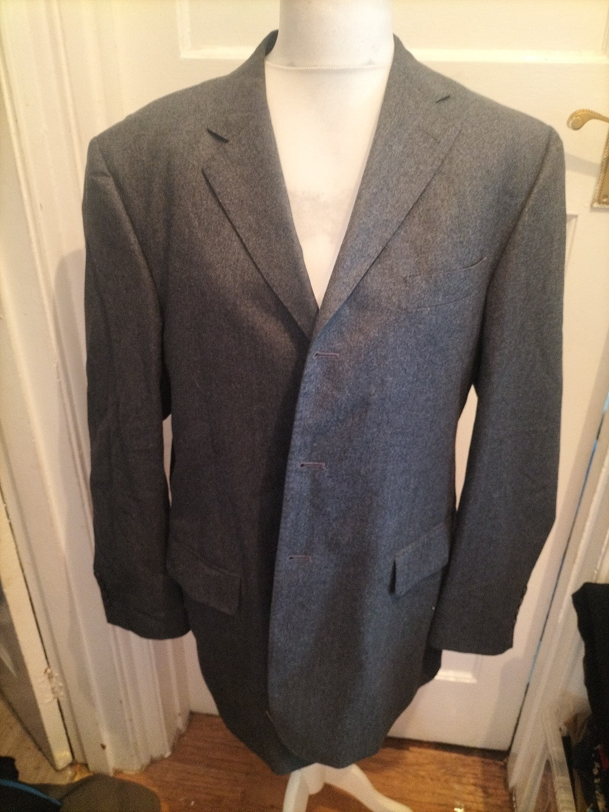 Marks And Spencer Italian With Cashmere 44Long Brown And Navy Suit Jacket