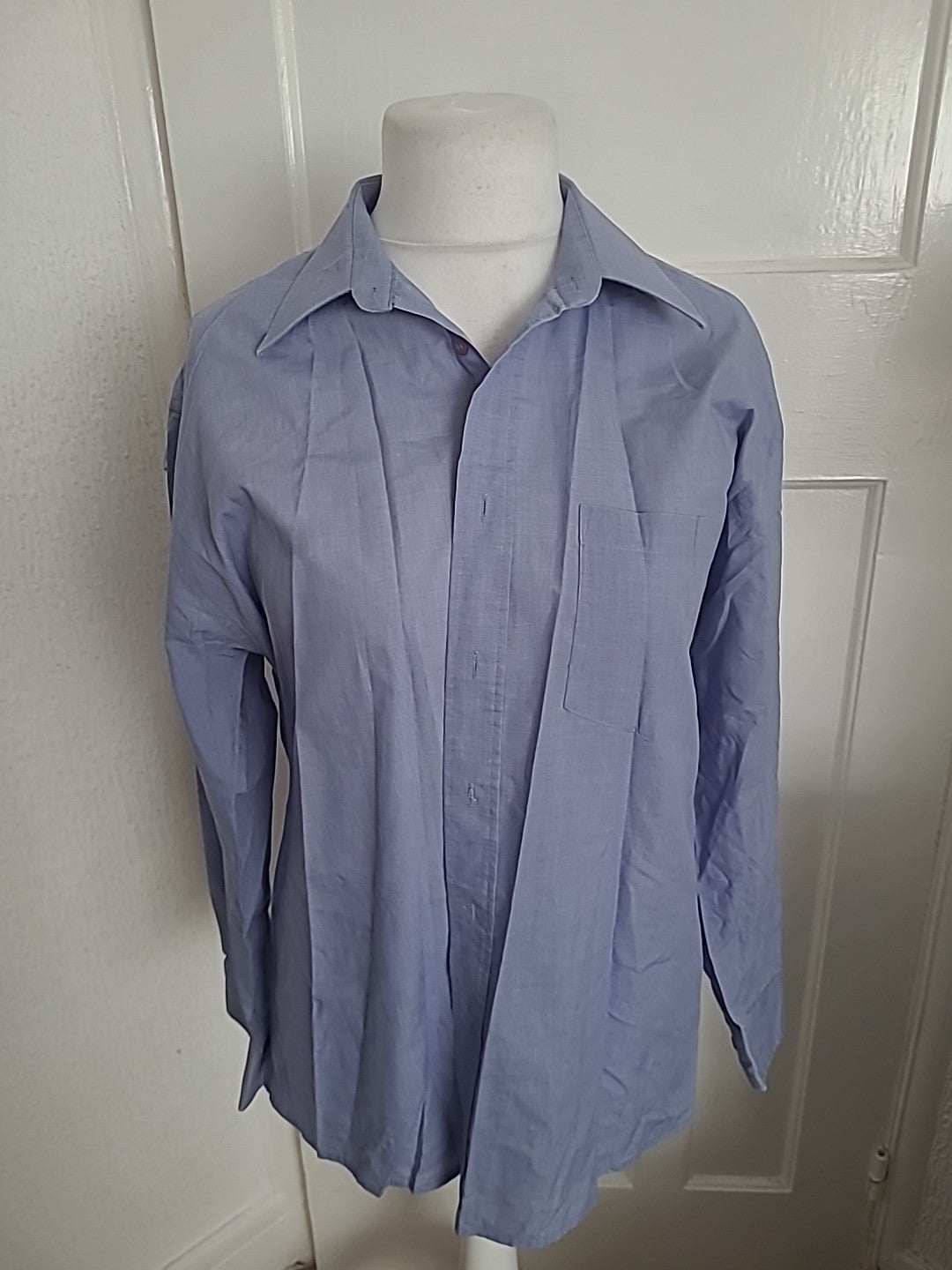 Mens Classic Shirtings Size 16.5in Blue Long Sleeve Shirt
