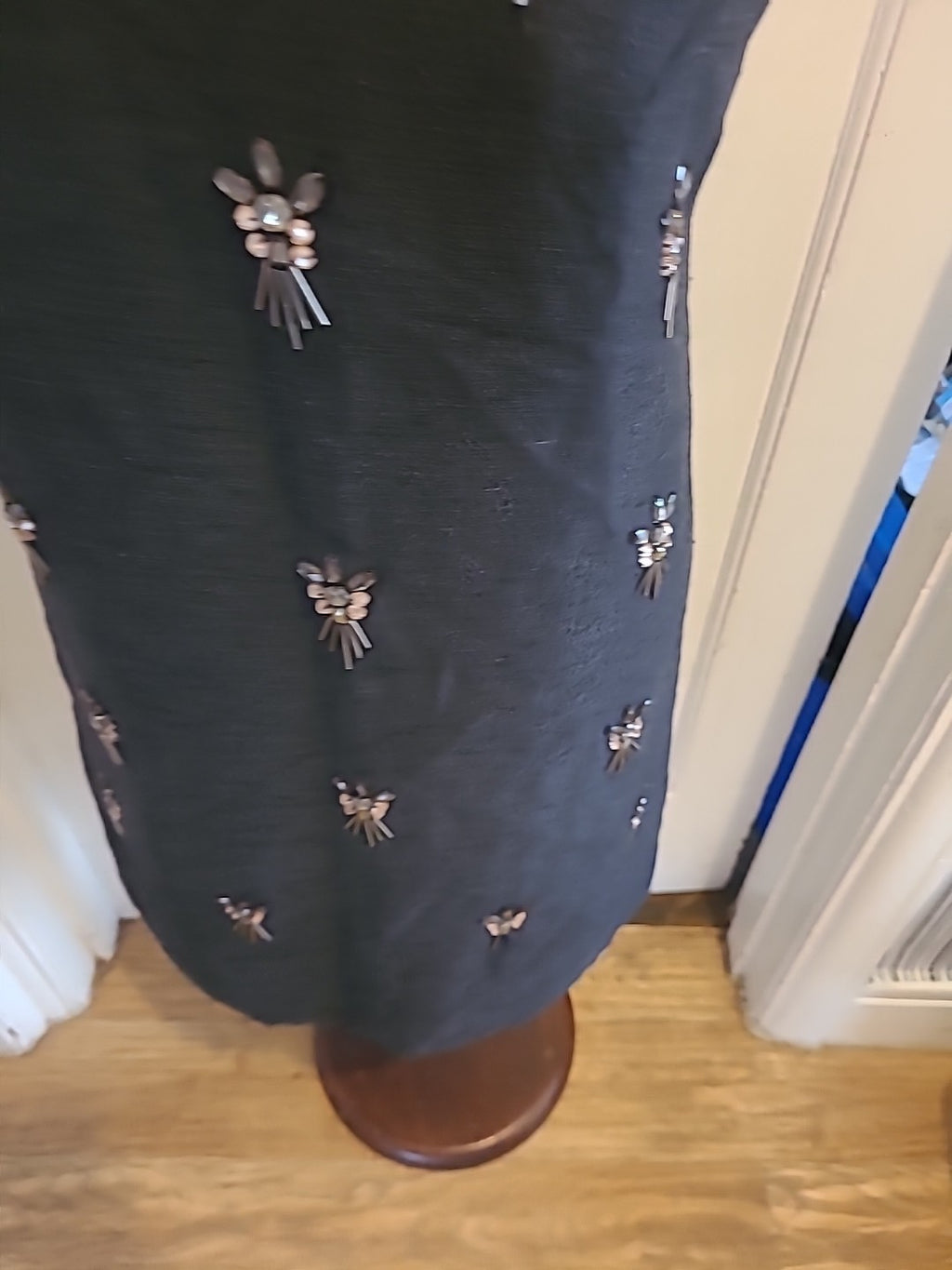 Ladies Topshop size 8 black with diamonte sleeveless lined dress