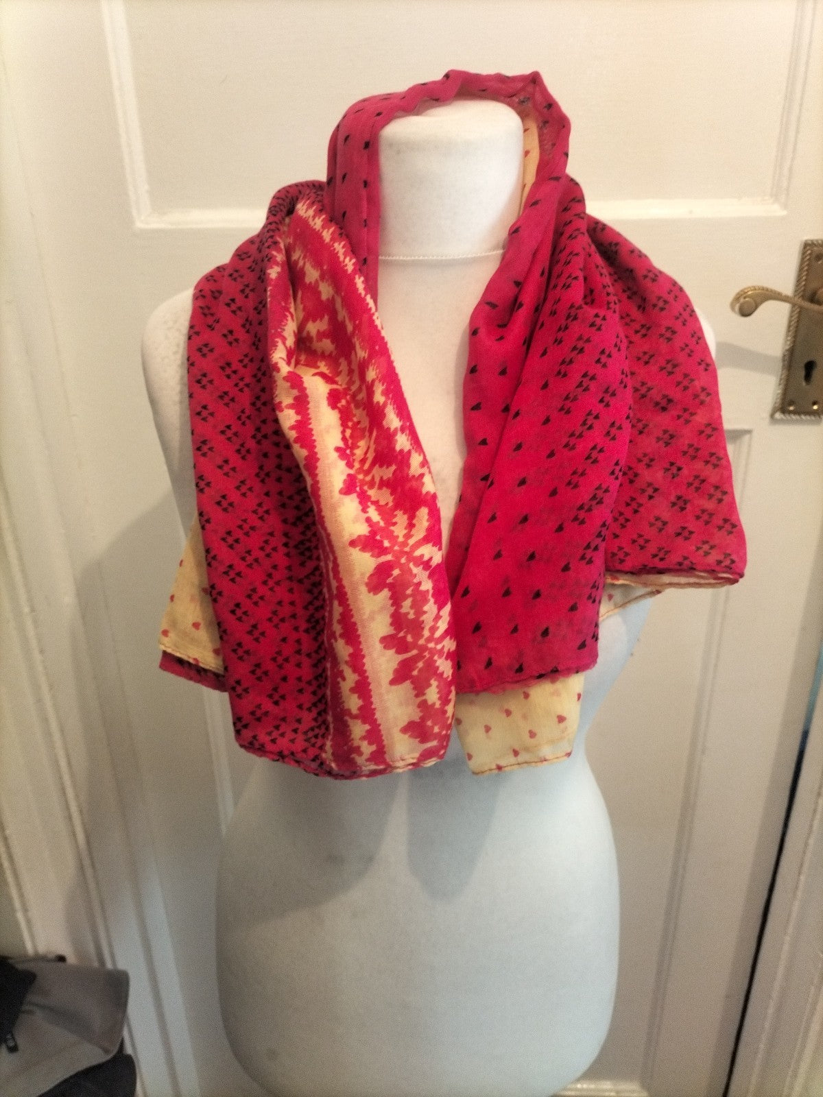 Ladies Pink And Pale Beige Scarf