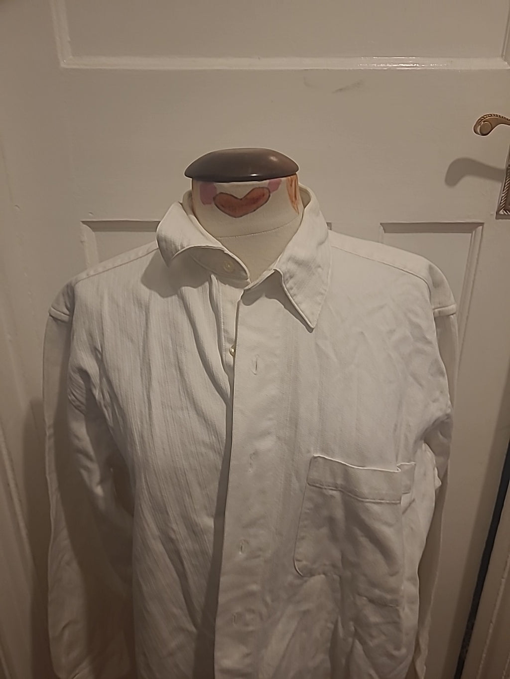 Mens Henry Fox Size Medium White Long Sleeve Shirt