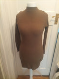 Ladies Primark Size 14 Khaki Ribbed Long Sleeved Jumper Dress