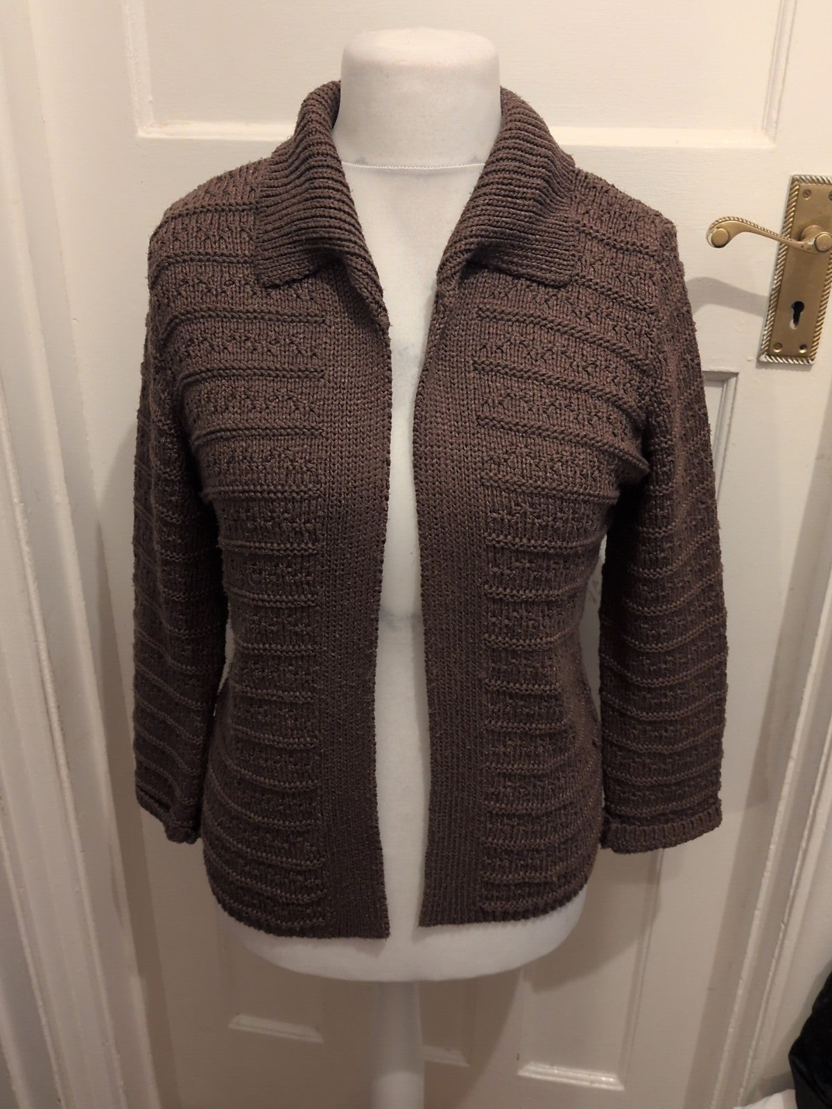 Alex And Co 12 Brown Knit Open Cardigan