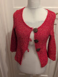 Large Pink Knit Long Sleeve Buttoned Cardigan