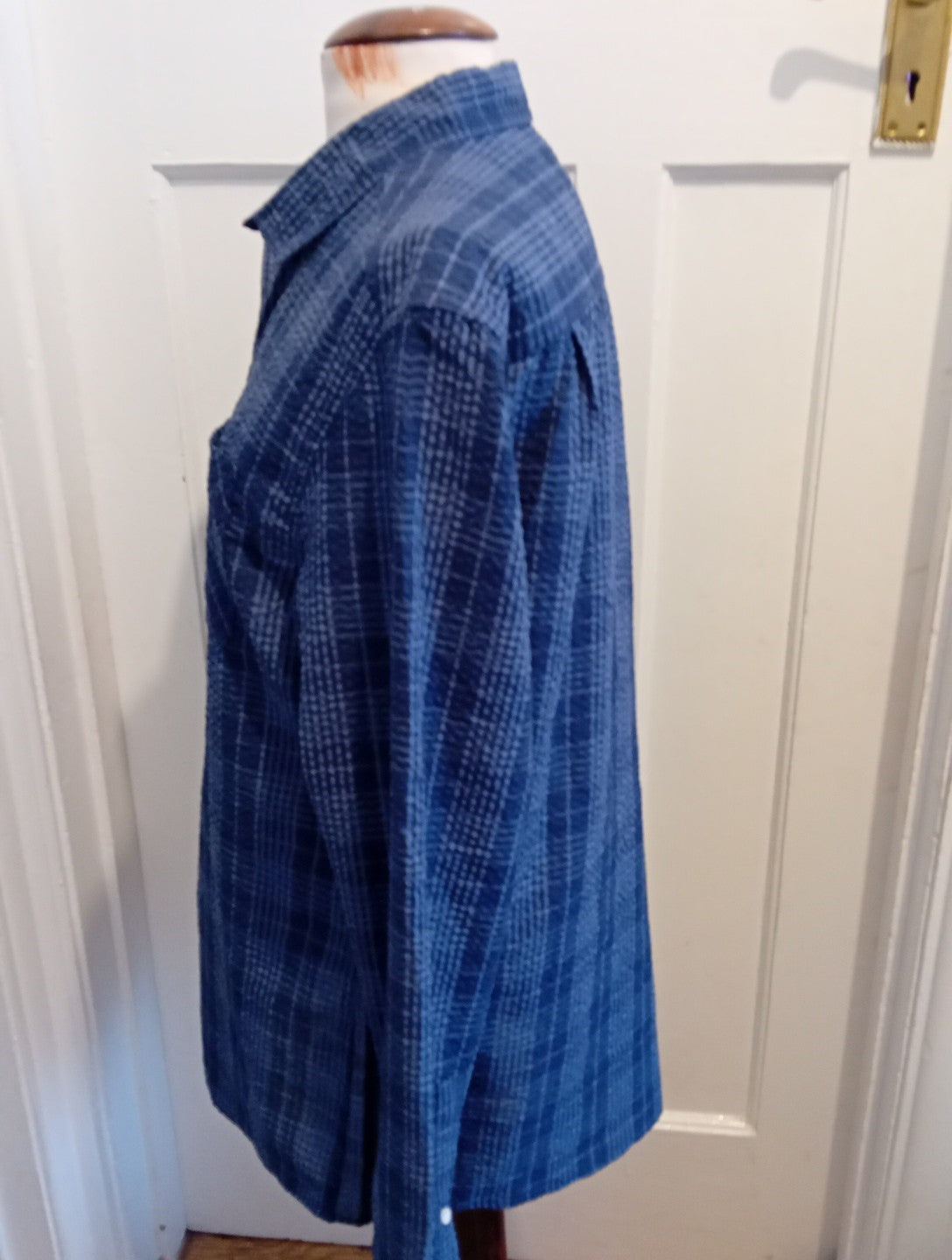 Mens Tu Size M 2 Tone Navy Check Long Sleeved Shirt