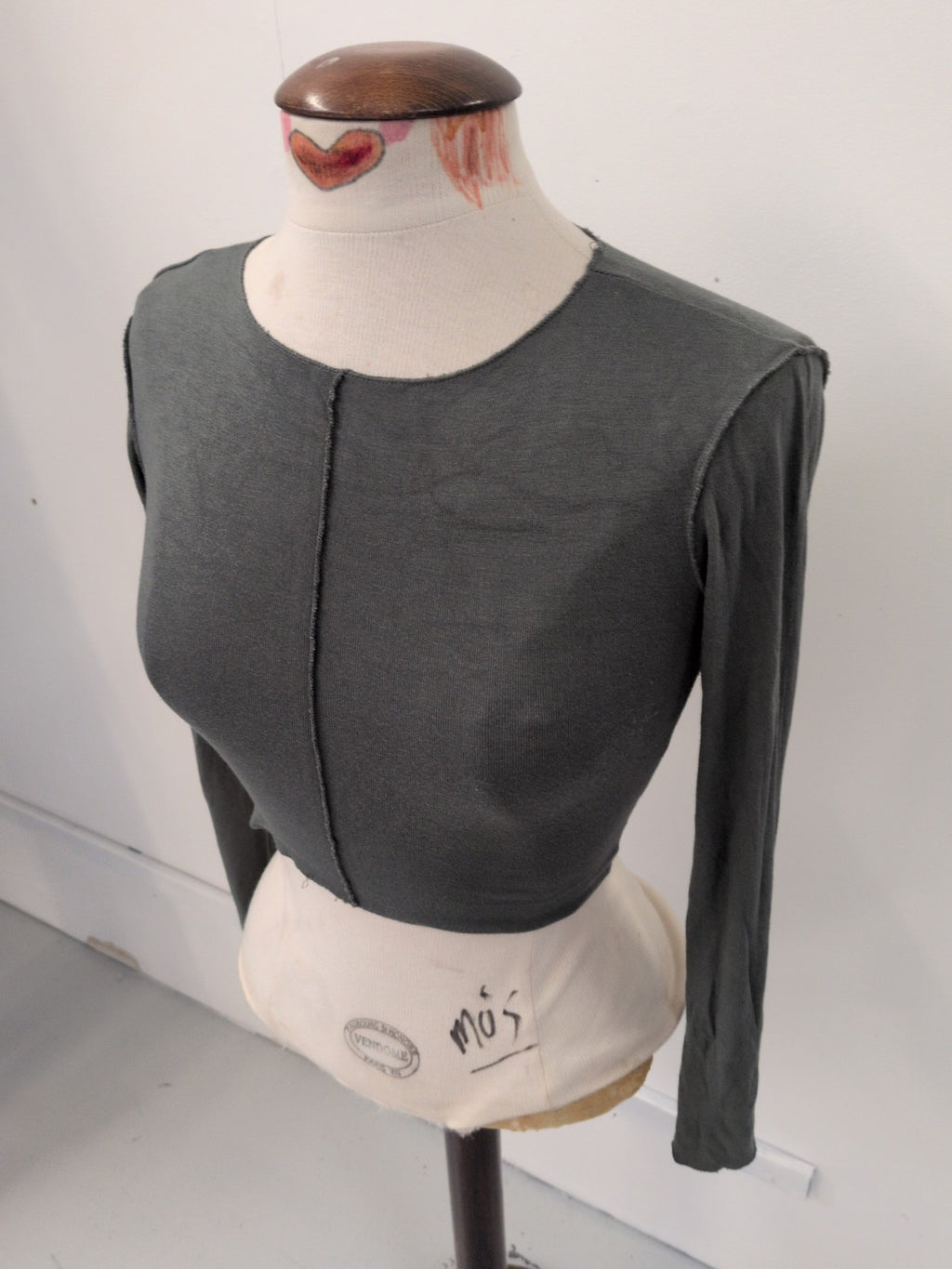 Zara Small Dark Green Long Sleeve Crop Top