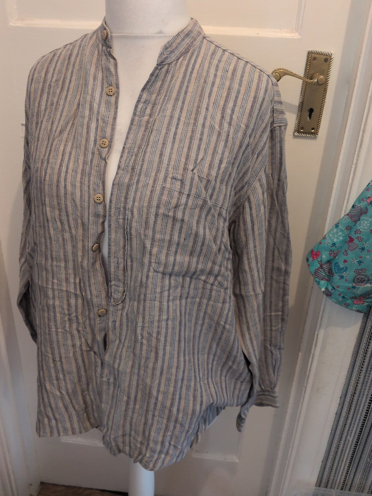 Next Small Multi Stripe Long Sleeve Uncollared Shirt