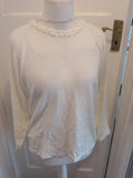 Text. Large White Jumper Long Sleeve Detail On Neck
