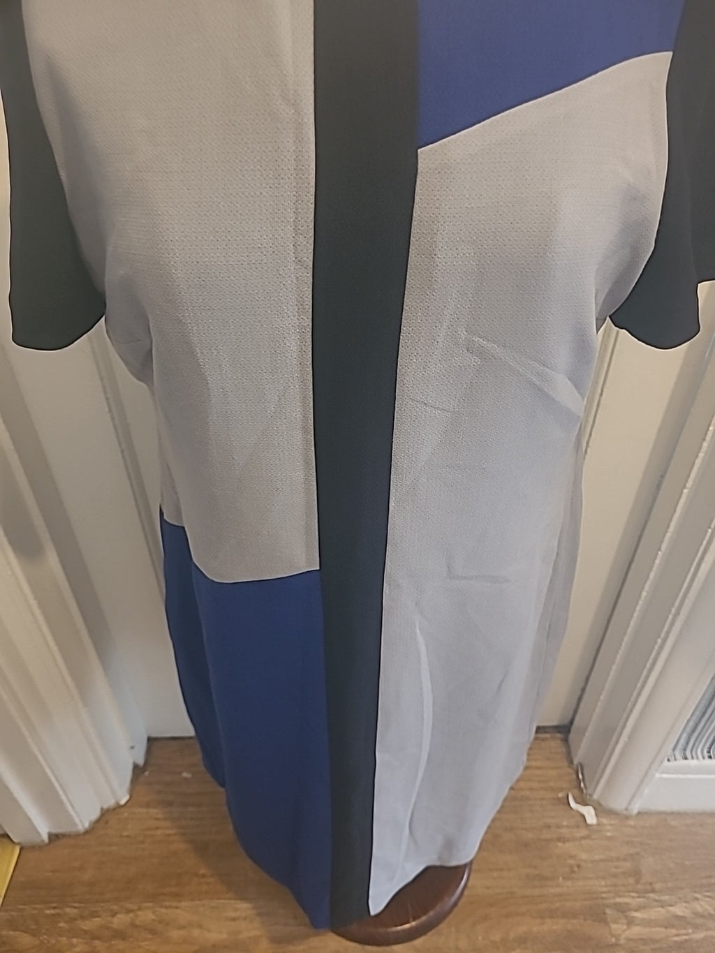 Ladies Marks And Spencer Size 16 Blue Clack Grey Short Sleeved Dress