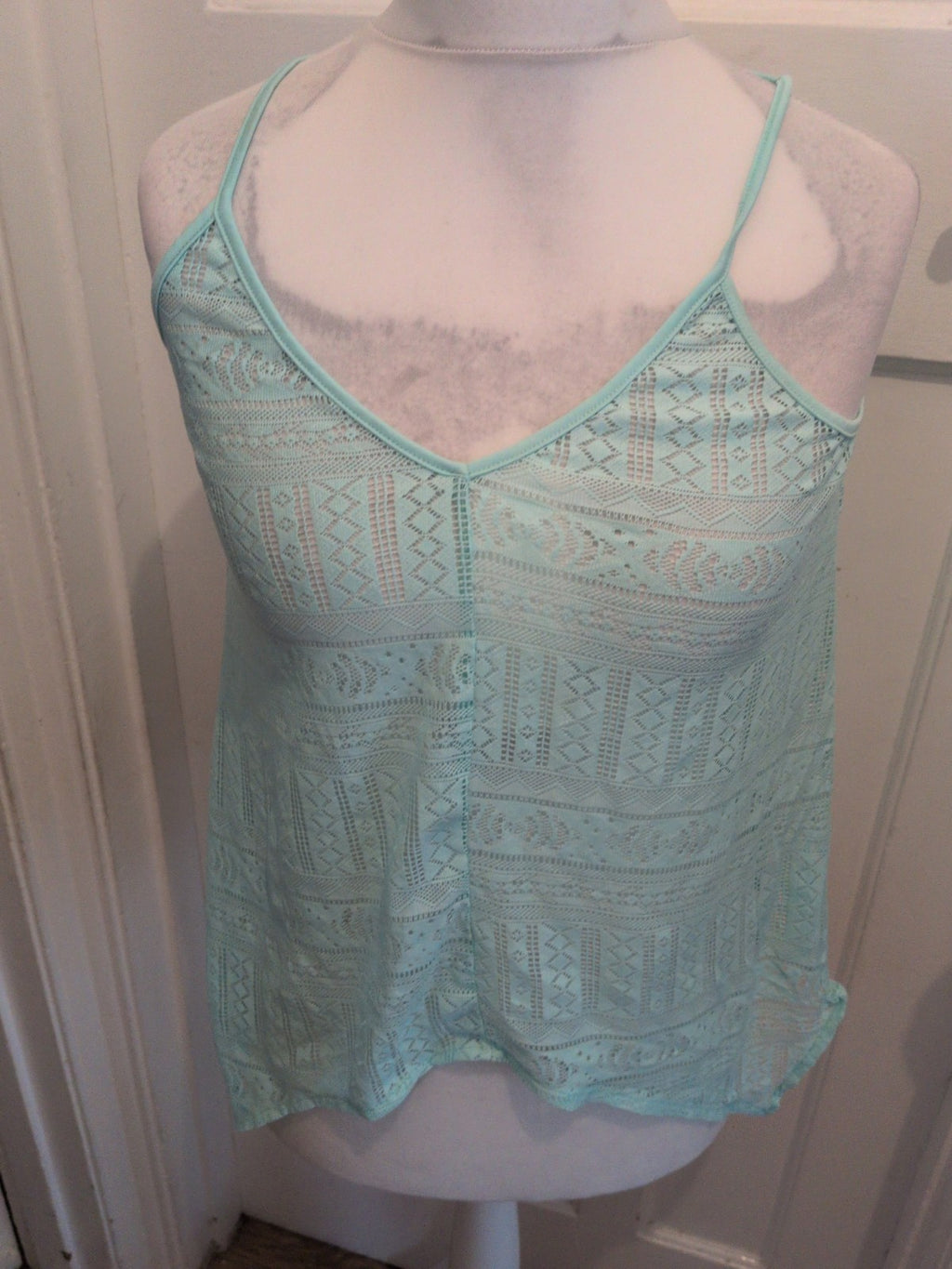 Primark 14 Aqua See Through Sleeveless Top