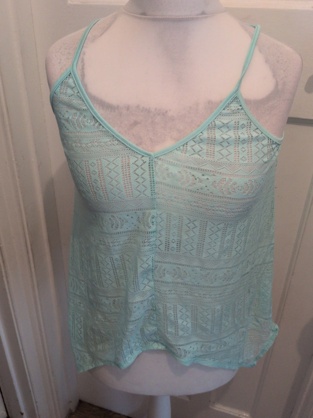 Primark 14 Aqua See Through Sleeveless Top