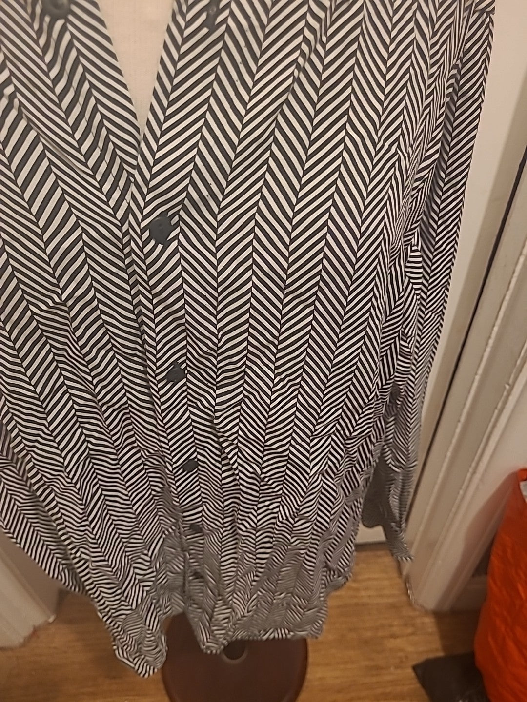 Mens Next Size Medium Black White Eye Catching Long Sleeved Shirt