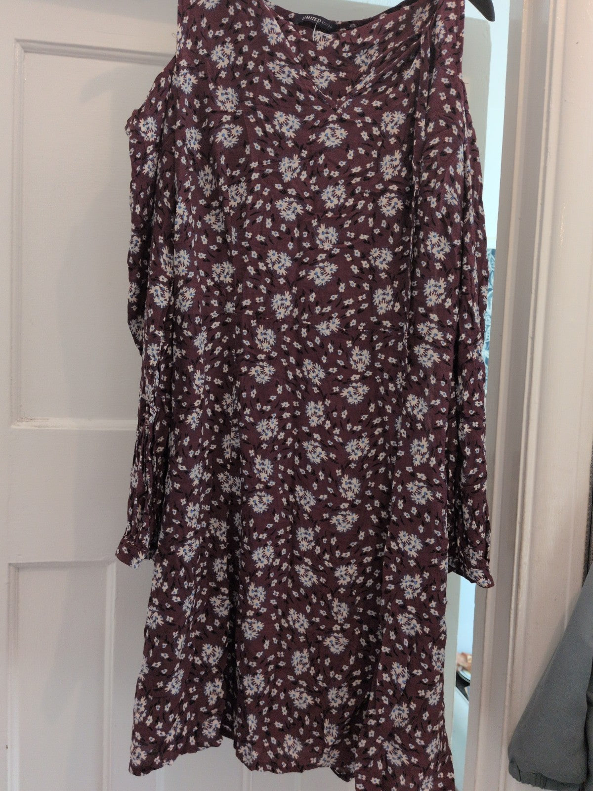 Limited Collection 10 Burgundy Floral Long Sleeve Flare Dress