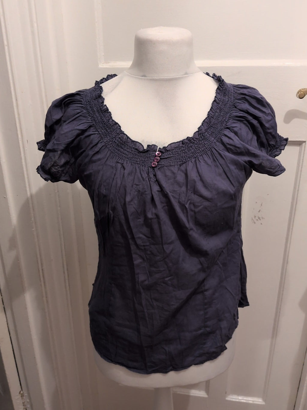 Zero EU 38 Navy Short Sleeve Blouse Top
